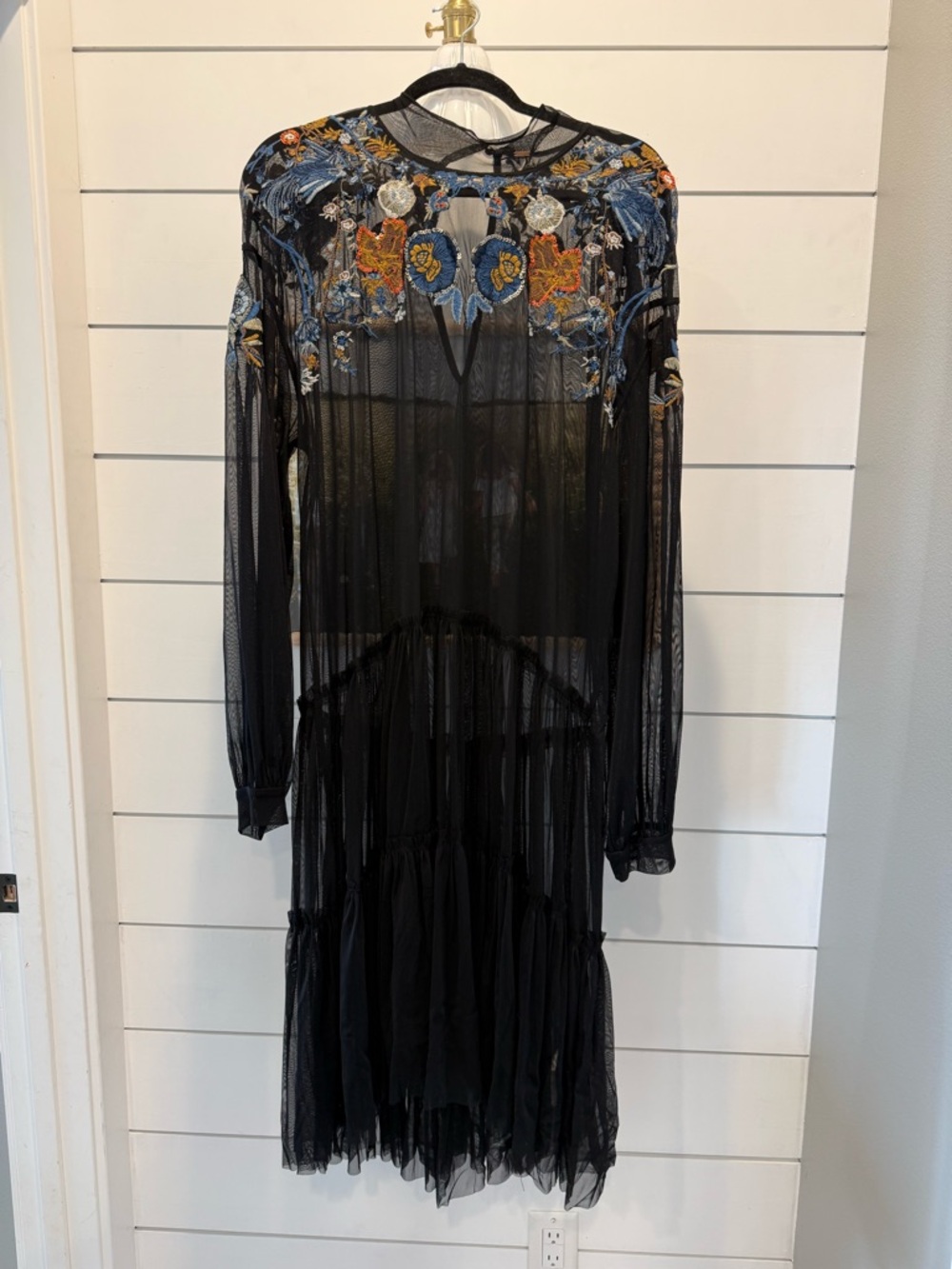 Free People Black Floral Embroidered Dress